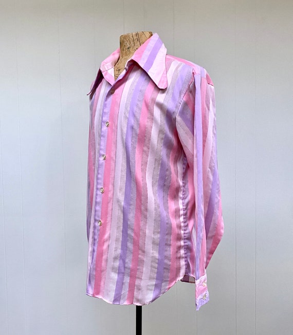 Vintage 1960s Mod Dress Shirt with Insane Collar,… - image 3