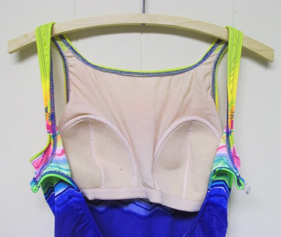 Vintage 1980s New Wave Swimsuit, Neon Tropical Is… - image 5
