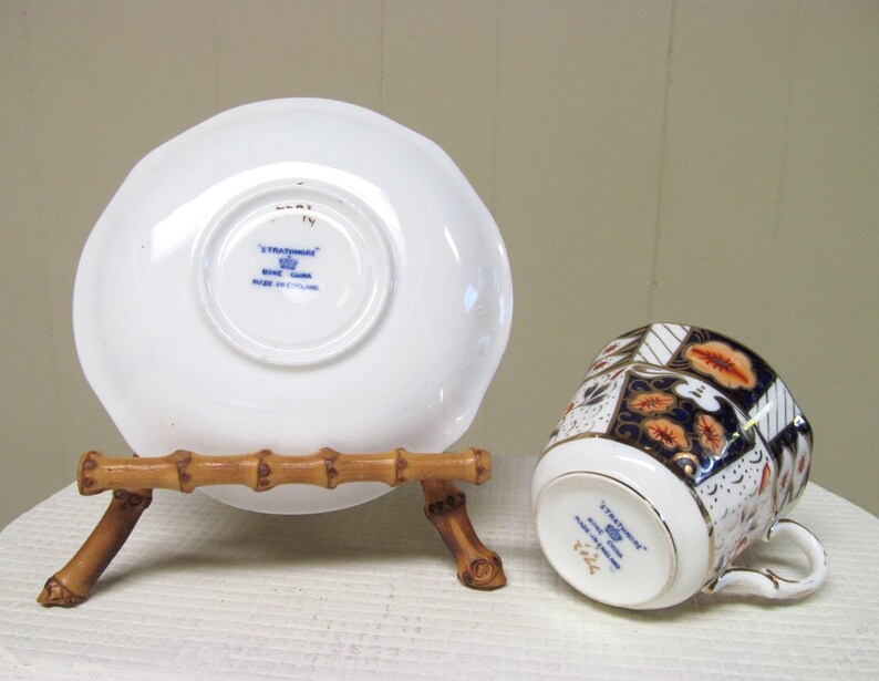 Vintage Strathmore English Bone China Imari Pattern Tea Cup and Saucer Set image 5