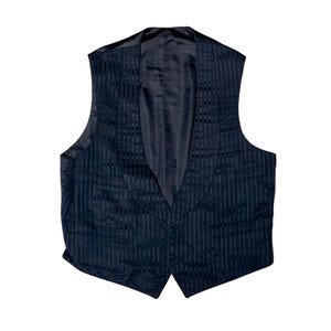 Antique 1910s-1920s Brooks Brothers Formal Waistcoat, Edwardian Black Silk Shawl Collar Tuxedo Vest w/Jacquard Stripe, Size 41 Short, VFG