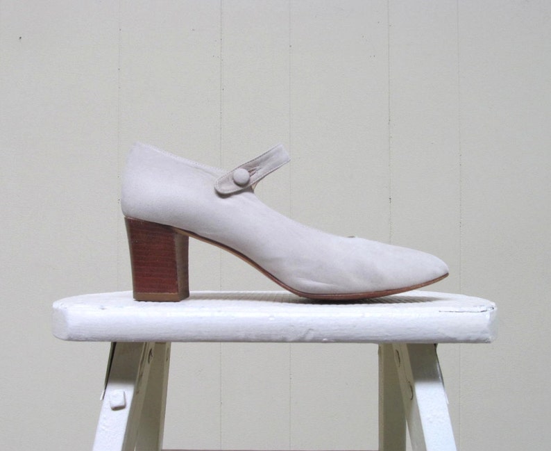 90s Ivory Nubuck Mary Janes Vintage 1990s Charles David Shoes Size 6 12 US