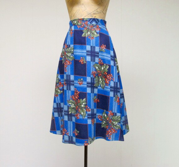 Vintage 1970s Denim Wrap Skirt, 70s Blue Cotton Be