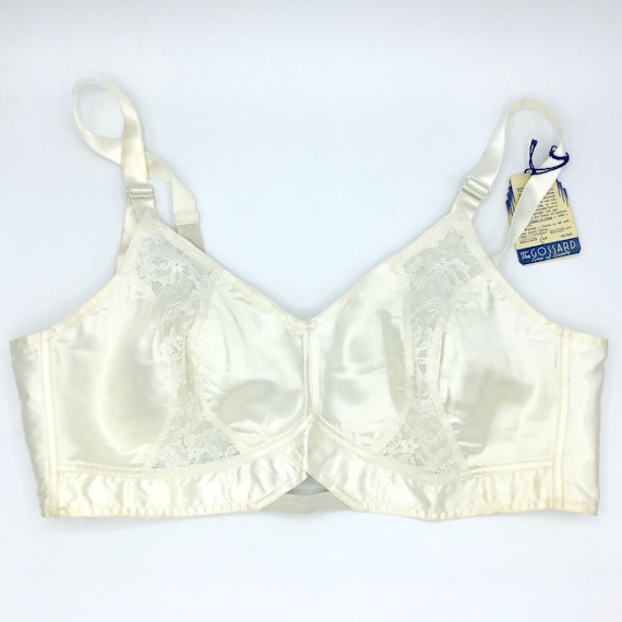 Vintage 1940s 38B Gossard Bra, 40s Ivory Satin/La… - image 6