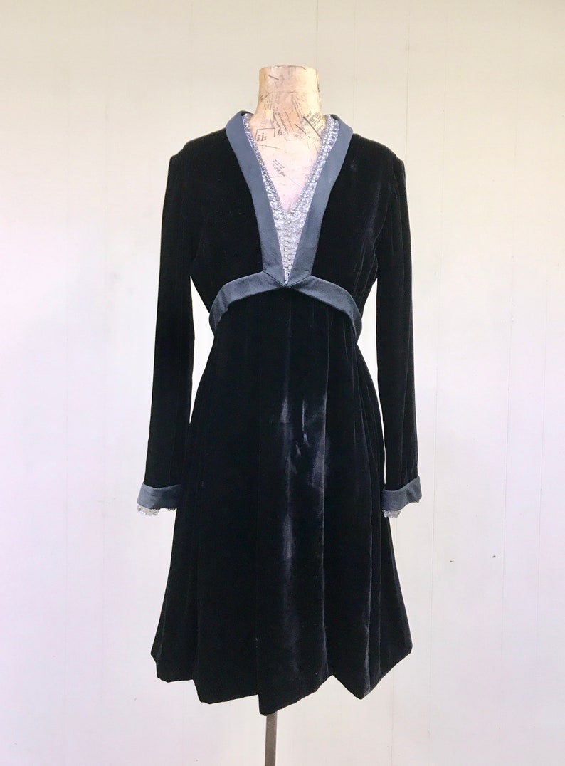 Vintage 1960s Malcolm Starr Black Velvet Mini Dress 60s | Etsy