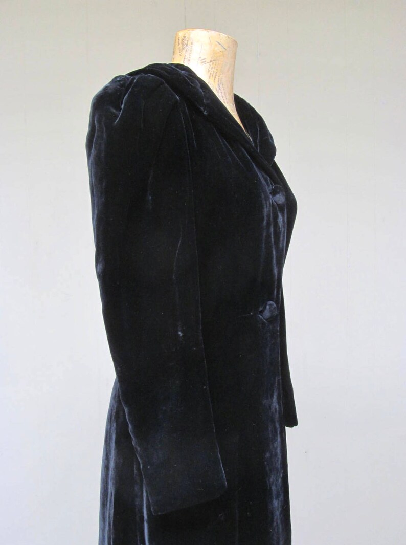 Vintage 1940s Opera Coat Black Silk Velvet Hooded | Etsy