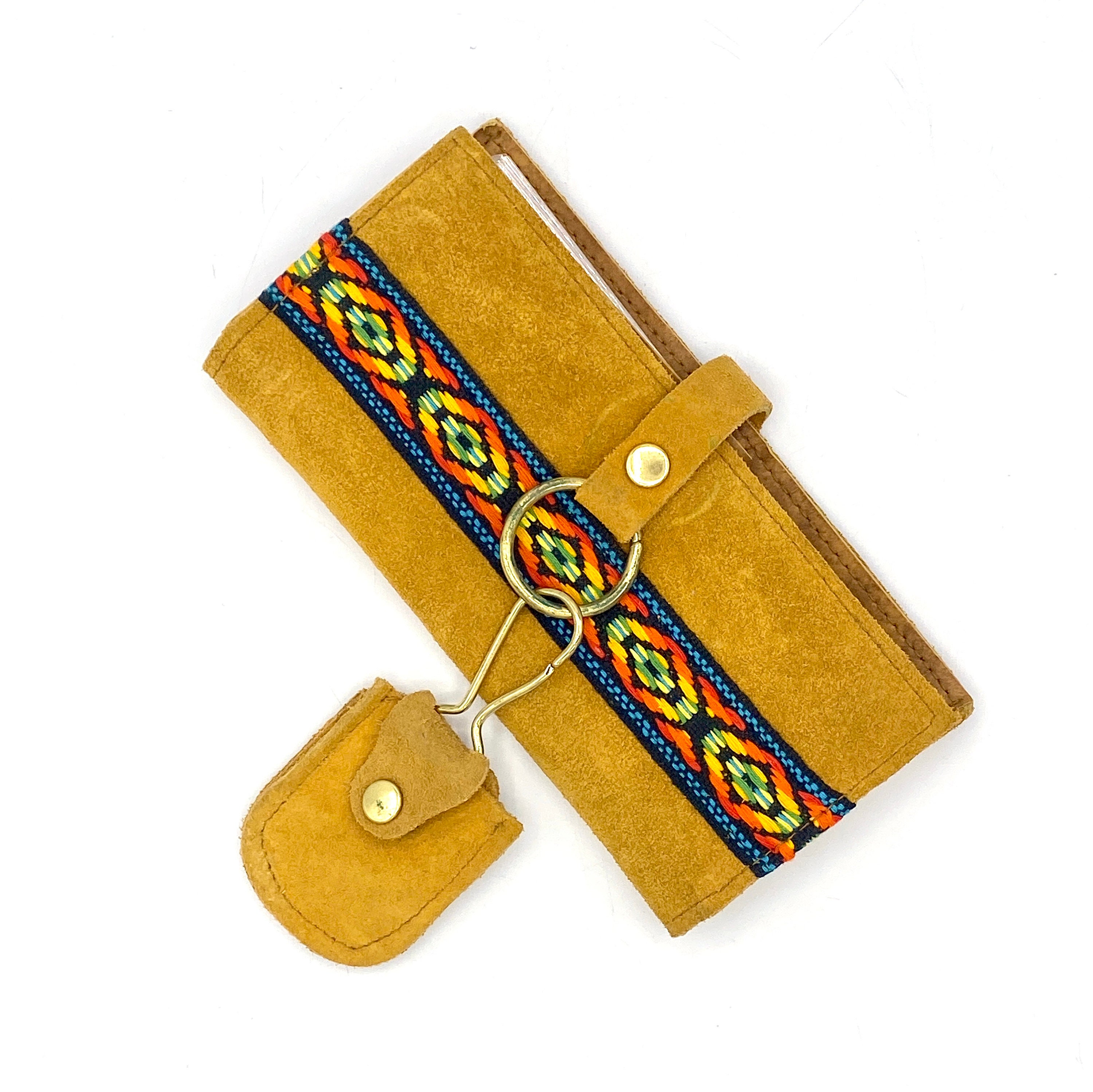 Vintage 1970s Suede Wallet, Cigarette Case & Key Ring/coin
