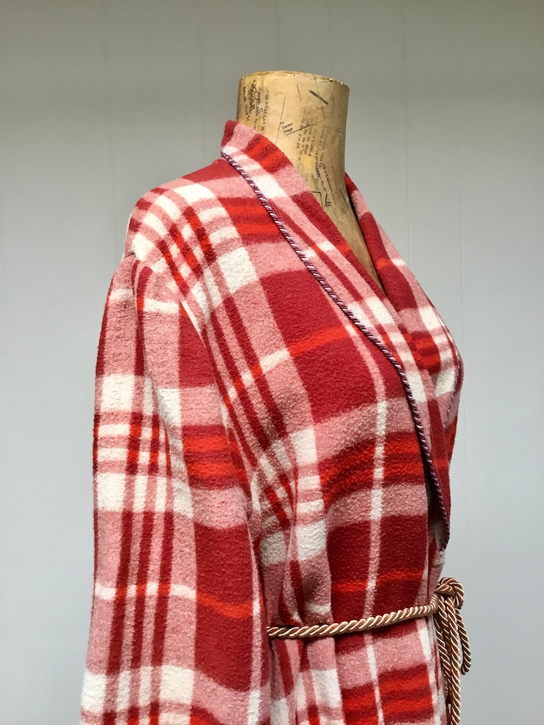 1950s Vintage Beacon Unisex Robe 50s Red Plaid Shawl Collar | Etsy