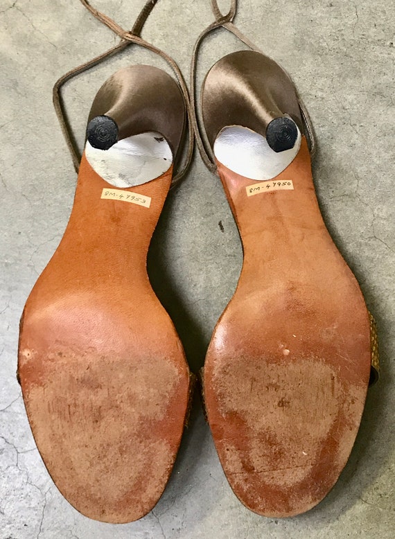 Vintage 1970s David Evins High Heels, 70s Bronze … - image 8