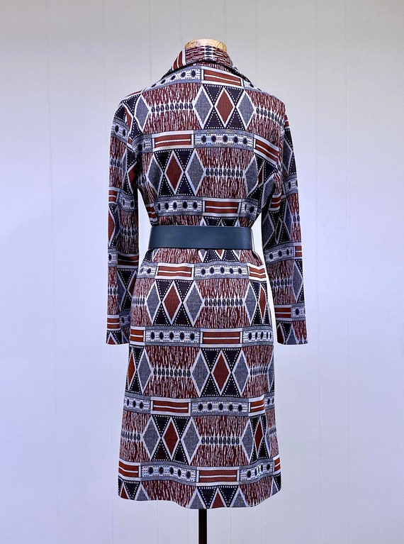 Vintage 1960s-1970s Tribal Pattern Shirt Dress, M… - image 4