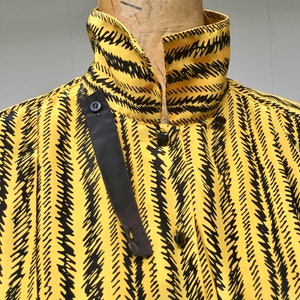 Vintage 1980s New Wave Blouse, 80s Marigold Long Sleeve Crosshatch Striped Polyester, Modest Neil Martin Office Attire, Medium to Large, VFG image 7