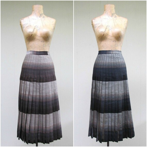 Vintage 1970s Wool Turnabout Skirt, 70s Brown Bla… - image 3