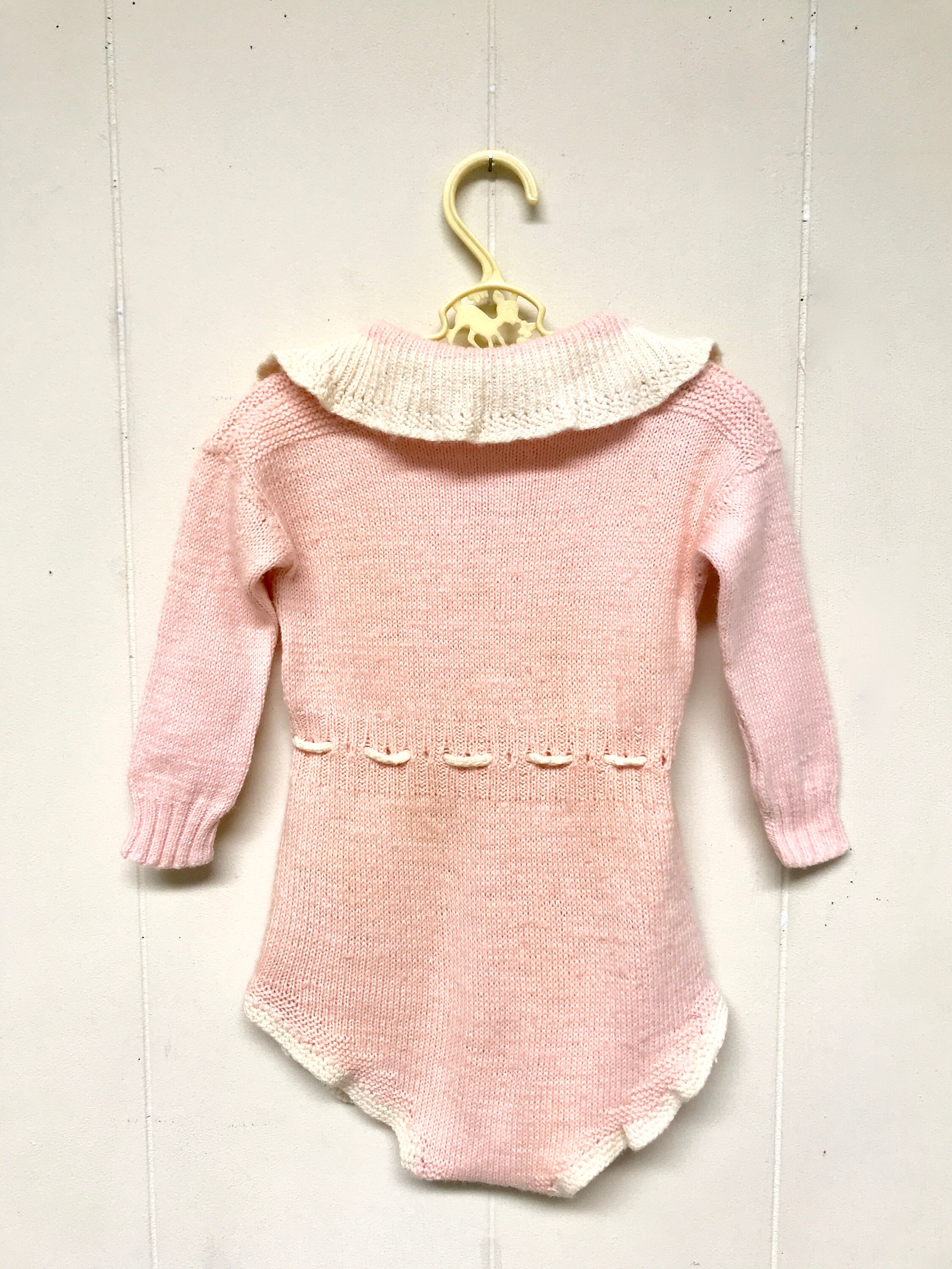 Vintage 1920s 1930s Knit Baby Romper and Booties, Art Deco
