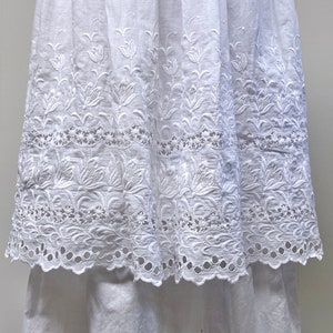 Antique Edwardian Tea Dress, 1910s Cotton Lace Garden Party, Floral Eyelet Ayrshire Whitework, Summer Wedding, Small 34 Bust 26 Waist, VFG image 7