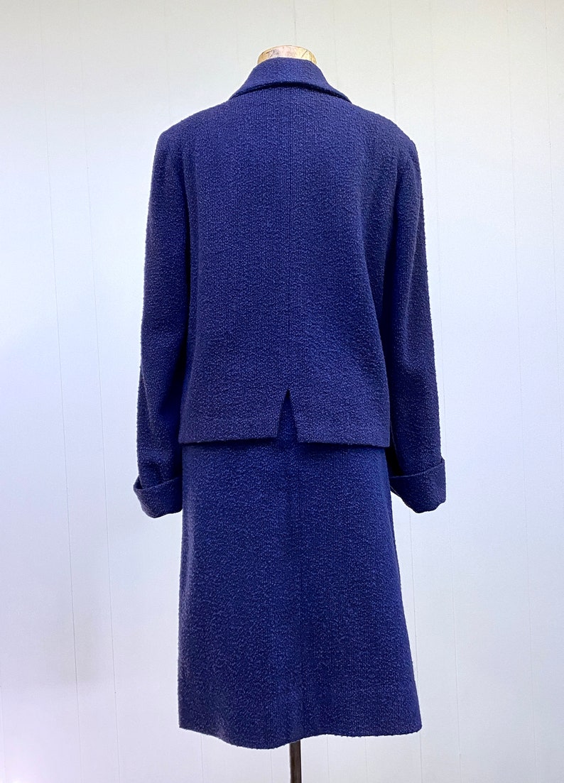 Vintage 1950s Wool Bouclé Skirt Suit, Cropped Jacket and Pencil Skirt Set, Small-Medium image 5