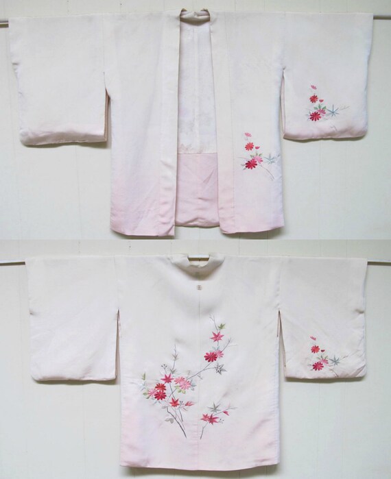 Vintage Japanese Haori Robe, Pink Ombre Synthetic… - image 4