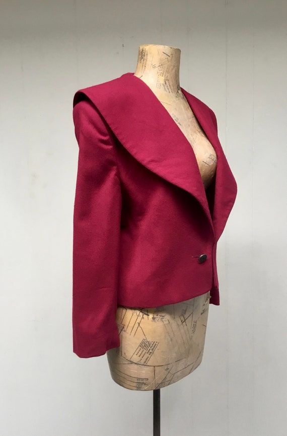 Vintage 1980s Evan Picone Cranberry Wool Jacket, … - image 3
