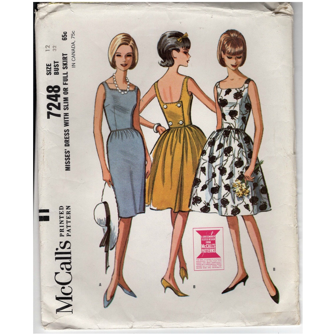 Vintage 1964 Mccall's Sewing Pattern 7248 Misses Etsy