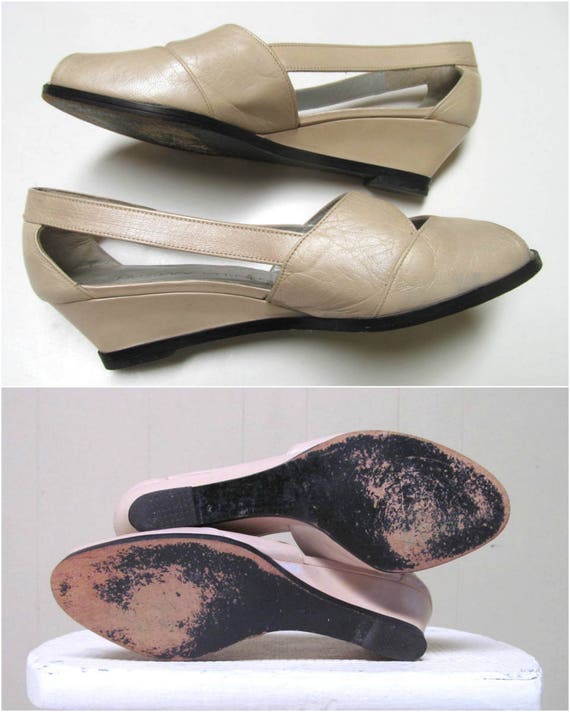 Vintage 1990s Charles Jourdan Shoes, Beige Leathe… - image 5