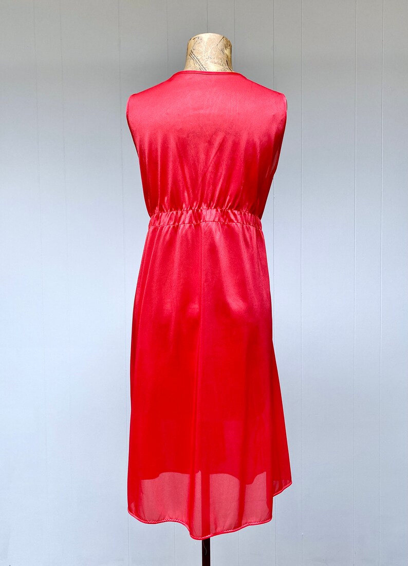 Vintage 1960s Mod Peignoir Set, Mid-Century Coral Nylon/Lace Sleeveless Nightgown/Robe, Summer Sleepwear, Deadstock, Medium 38 Bust, VFG image 7