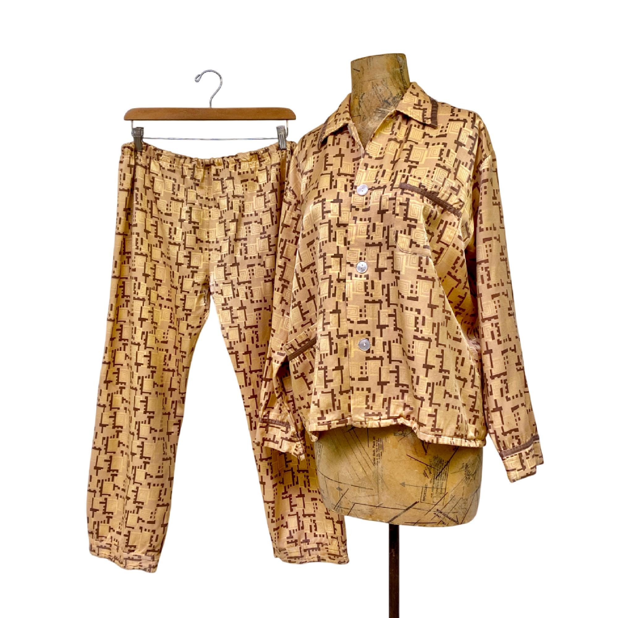 ▪️60’s【PAJAMAS】VINTAGE PANTS Vintage 60s Textron Mens Cotton Pajamas Set Popover Shirt