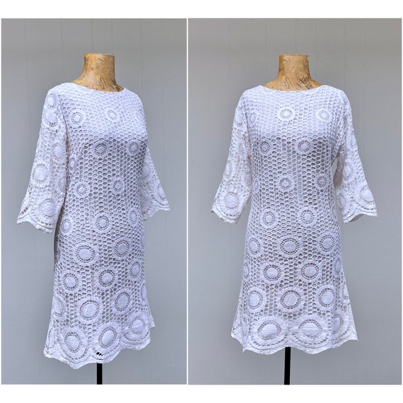 Vintage 1960s Cole of California White Crochet La… - image 1