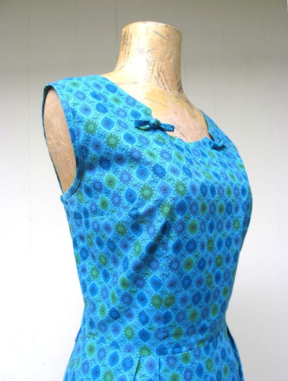 Vintage 1950s Cotton Novelty Print Dress, 50s Tur… - image 6