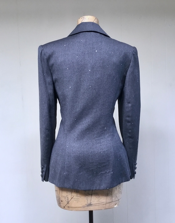 Vintage 1980s Travilla Charcoal Gray Wool Hourgla… - image 4