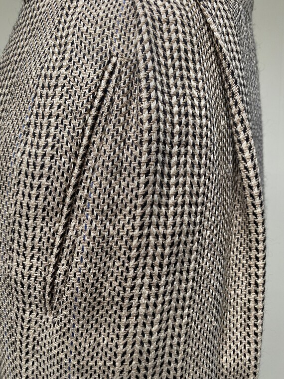 Vintage 1980s Taupe Silk/Wool Herringbone Pencil … - image 8