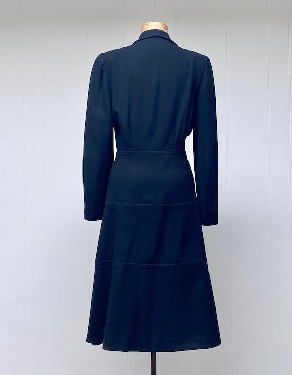 Vintage 1940s Black Wool Crepe Coat, 40s Fit and … - image 4