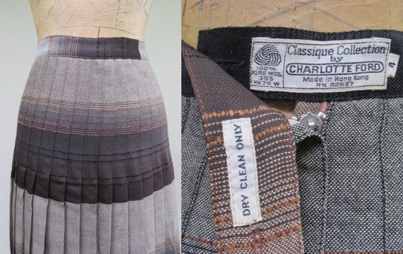 Vintage 1970s Wool Turnabout Skirt, 70s Brown Bla… - image 6