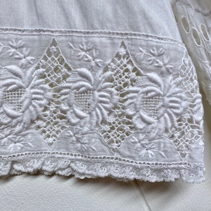 Antique Edwardian Tea Dress, 1910s Cotton Lace Garden Party, Floral Eyelet Ayrshire Whitework, Summer Wedding, Small 34 Bust 26 Waist, VFG image 9