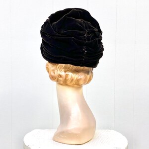 Vintage 1960s Brown Velvet Turban, Old Hollywood Glamour, Mid-Century Accessory, VFG image 5