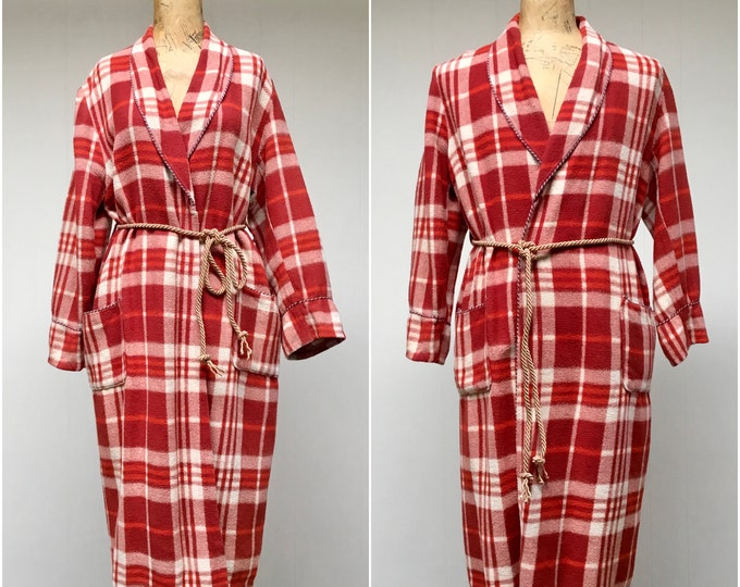 1950s Vintage Beacon Unisex Robe 50s Red Plaid Shawl Collar Etsy