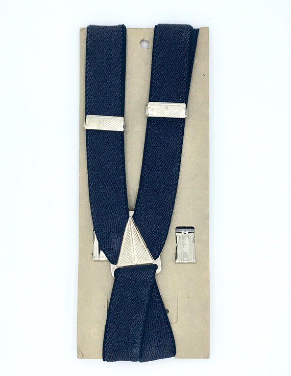 Vintage Child's Clip-On Suspenders, Navy Blue Ela… - image 3