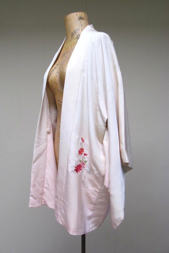 Vintage Japanese Haori Robe, Pink Ombre Synthetic… - image 3