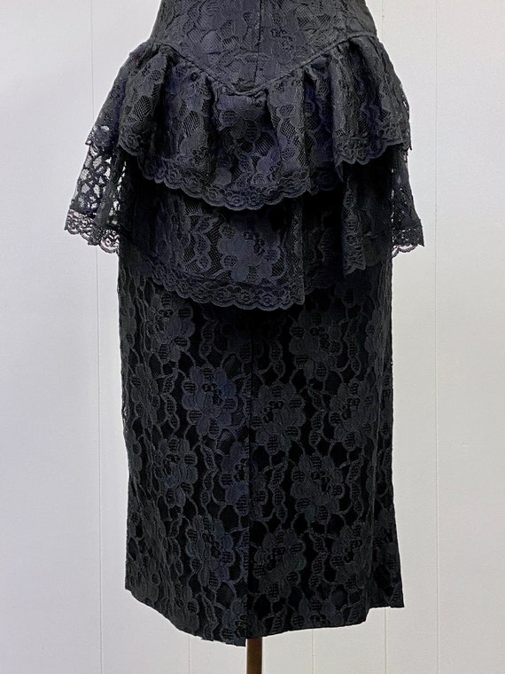 1980s Vintage Black Lace Party Dress, 80s Goth Dr… - image 7