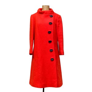 Vintage 1960s Mod Red Leather Coat, 60s Crimson A-line Vintage 1960s Mod Red Leather Coat, 60s Crimson A-line
