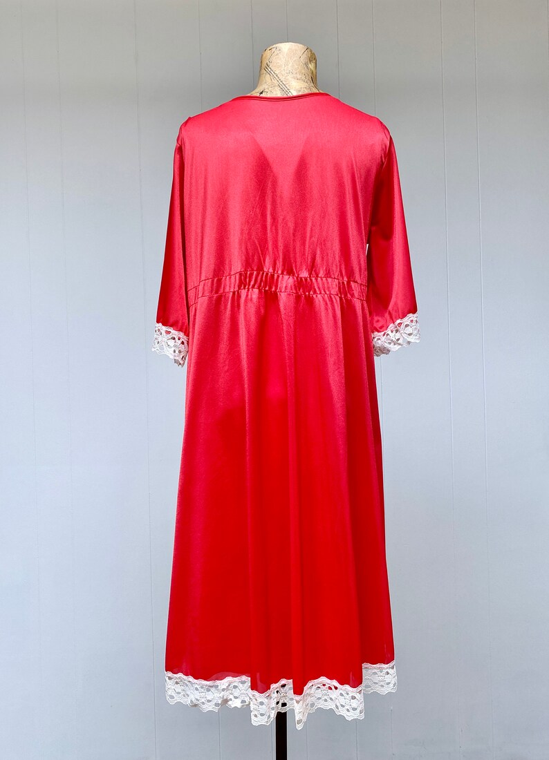 Vintage 1960s Mod Peignoir Set, Mid-Century Coral Nylon/Lace Sleeveless Nightgown/Robe, Summer Sleepwear, Deadstock, Medium 38 Bust, VFG image 4