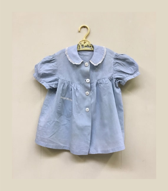 Vintage 1950s Little Girl's Blue Cotton Puff Sleeve Dress | Etsy