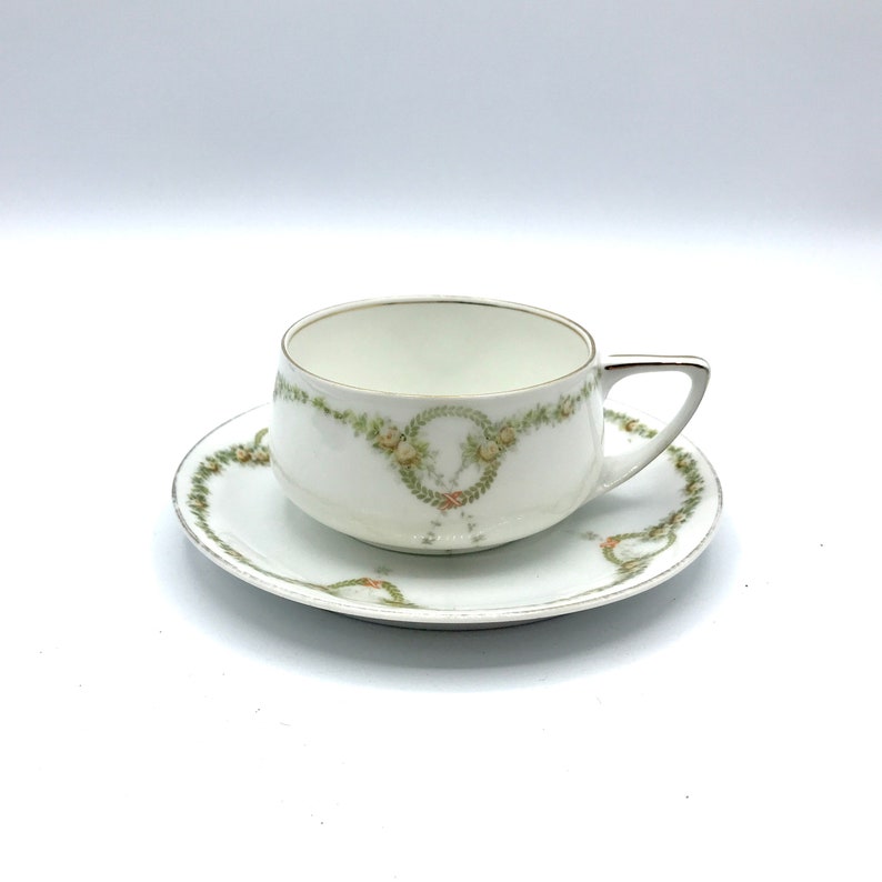 Vintage 1930s Rosenthal Donatello Tea Cup and Saucer Set, Briar Rose Pattern, Art Deco Era, Selb Bavaria Collectible Fine Bone China image 3