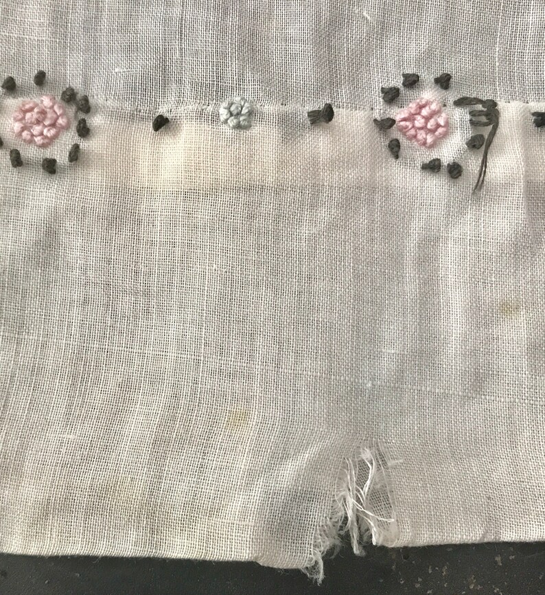 Antique 1910s Edwardian Hand-Embroidered White Batiste Girl's Dress, WW1 Era Cotton Summer Chemise, Teens Era Slip or Underdress, VFG image 8