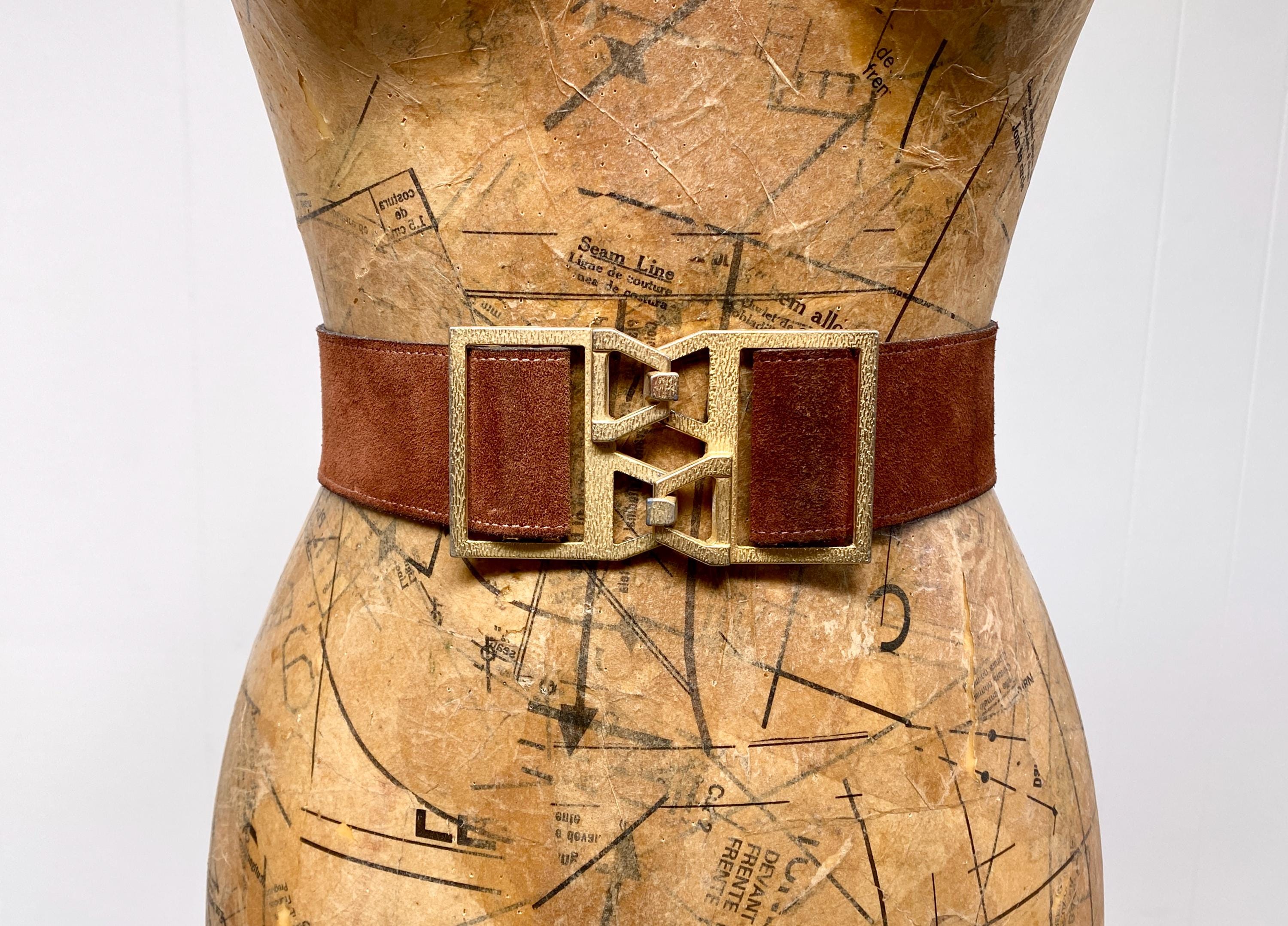 Vintage 70s Split Suede Statement Belt Rust Metallic Gold Trim 70s Suede Belt - Etsy main image 2