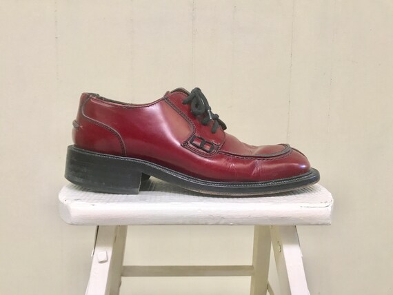 Vintage 1980s Mens Leather Shoes / 80s Boho Oxbloo