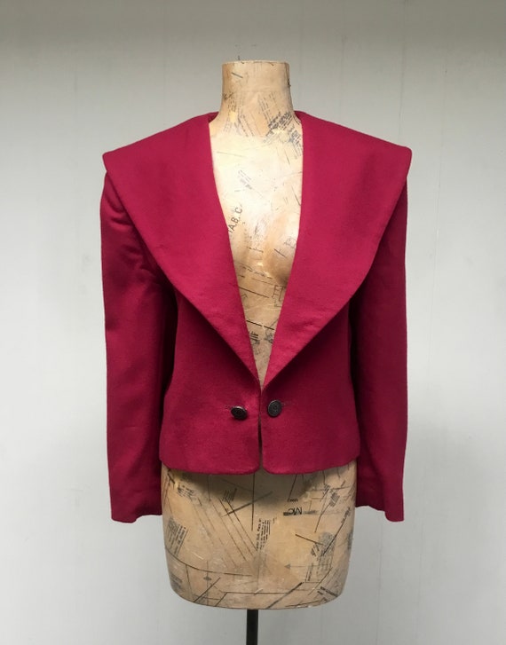 Vintage 1980s Evan Picone Cranberry Wool Jacket, … - image 5