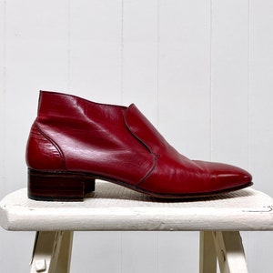 Vintage 1980s Bruno Magli Cordovan Leather Ankle Boots, 80s Designer Dress Boots, Made in Italy, Men's US Size 8 image 3