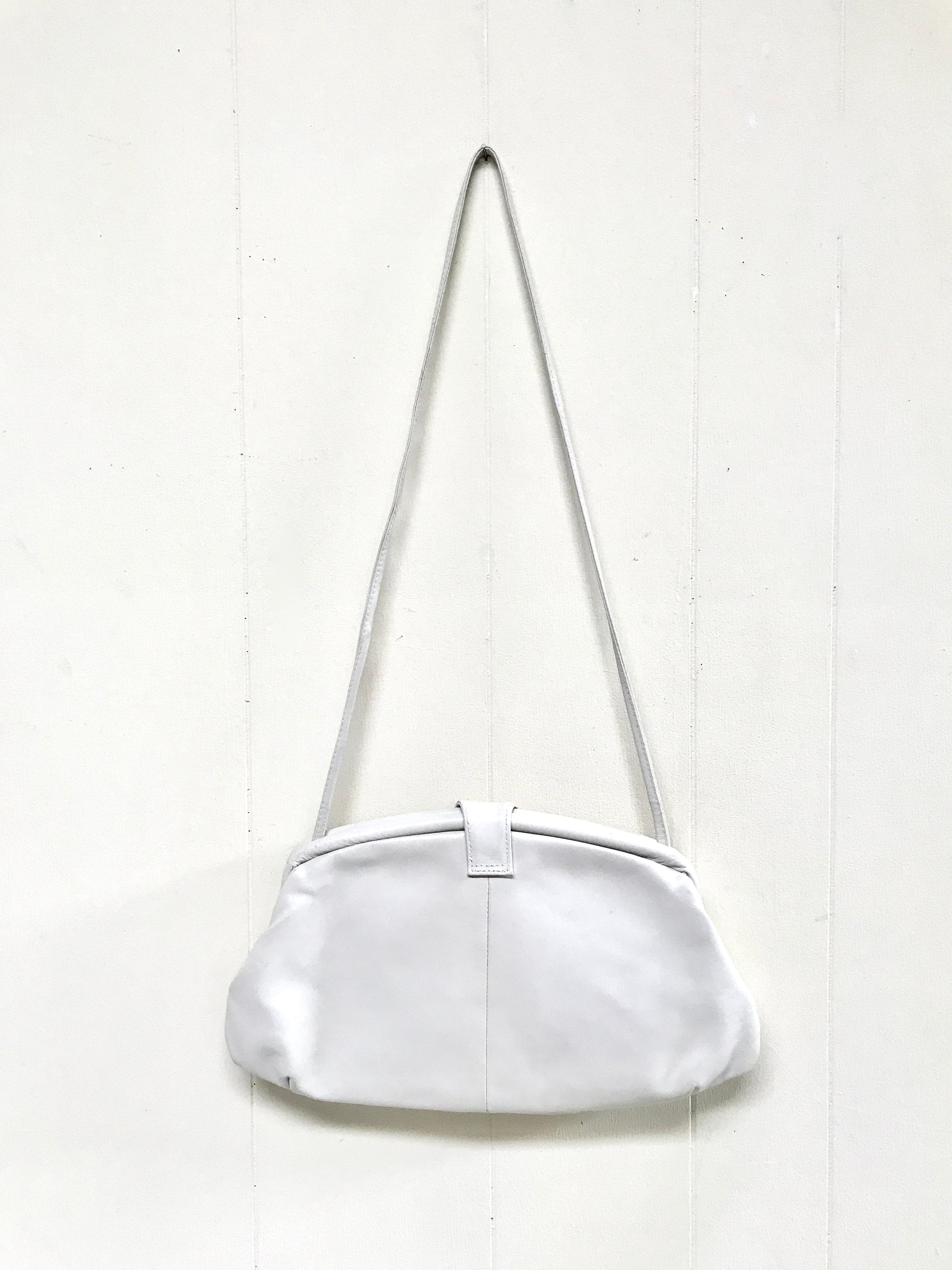 Vintage 1980s Leather Appliqué Crossbody Purse, 80s Bone Vintage 1980s Leather Appliqué Crossbody Purse, 80s Bone