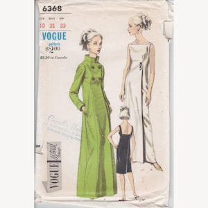 Vintage 1960s Vogue Special Design Sewing Pattern 6368, Sleek Mod Evening Dress and Coat in Short or Long Lengths, Audrey Hepburn Style, VFG