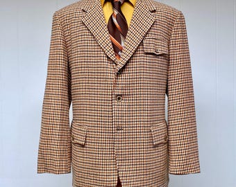 Vintage 1970s Half Norfolk Jacket, 70s Wool Houndstooth Vintage 1970s Half Norfolk Jacket, 70s Wool Houndstooth