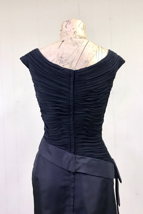 Vintage 1960s Black Silk Party Dress, 60s Ruched … - image 7