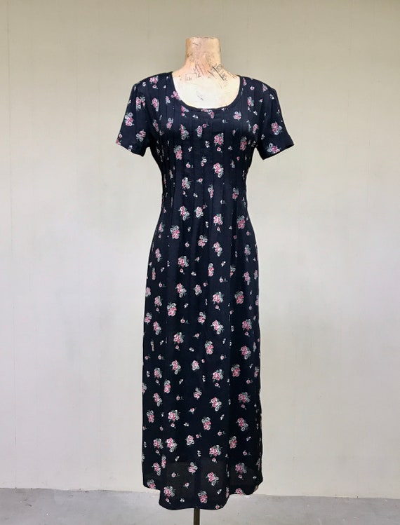 Vintage 1990s Rayon Floral Dress, 90s Romantic Re… - image 5